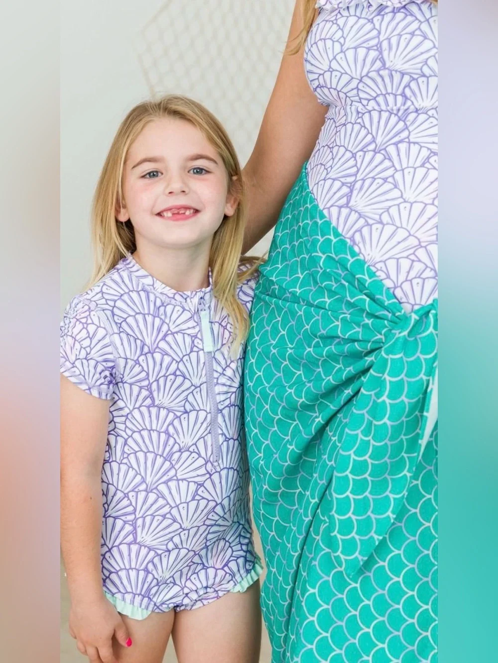 Ruffle Butts Magical Mermaid Short Sleeve Rash Guard Swim Suit